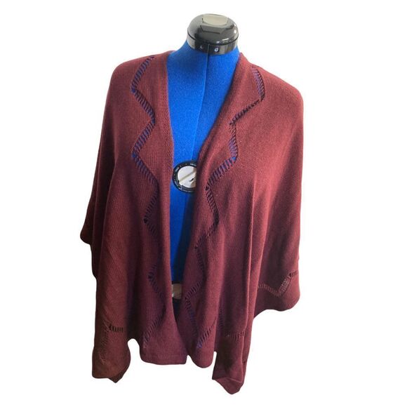 NYC Underground, Burgundy/Maroon Oversized Sweater Wrap, One Size - Picture 1 of 6